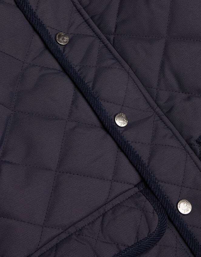 Quilted Collared Coat with Hood, Blue (NAVY), large