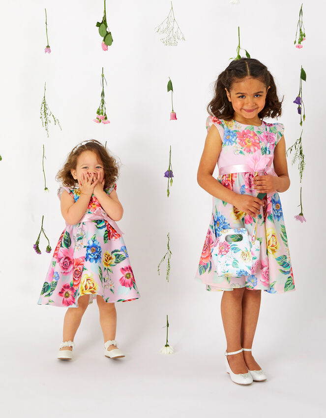 Flo Floral Scuba Dress with Recycled Polyester, Pink (PINK), large