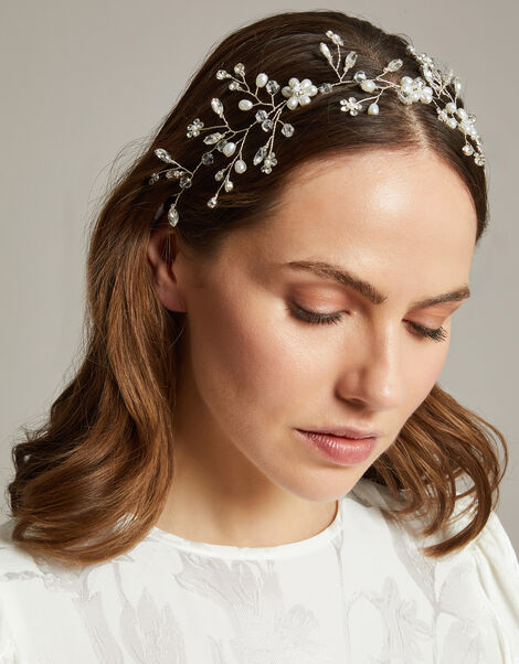Diamante Floral Embellished Headband, , large