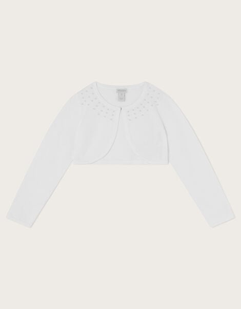 Niamh Pearl Embellished Cardigan, White (WHITE), large