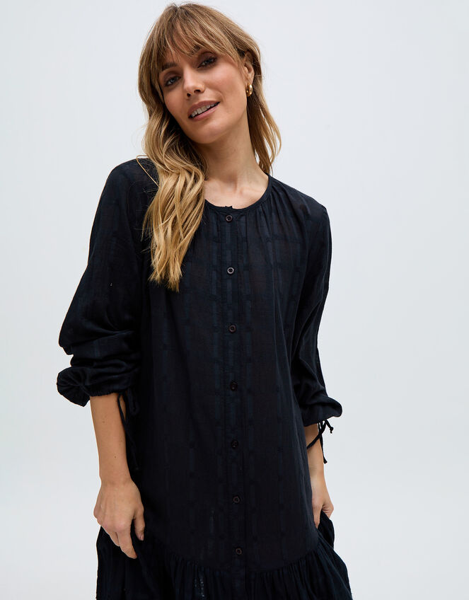 Raffya Olivia Embroidered Midi Dress, Black (BLACK), large