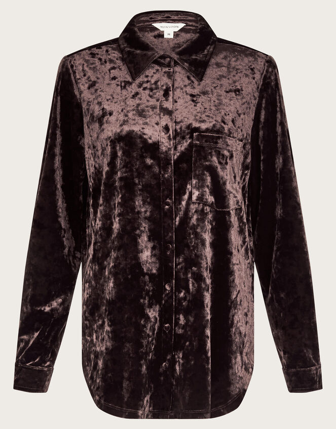 Vida Velvet Shirt, Brown (CHOCOLATE), large
