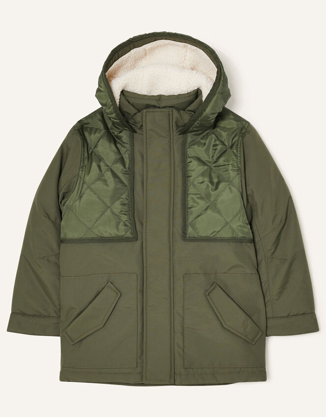 Hooded Parka Coat, Green (KHAKI), large