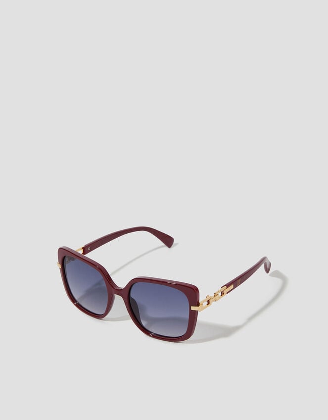 Link Square Sunglasses, Red (BURGUNDY), large