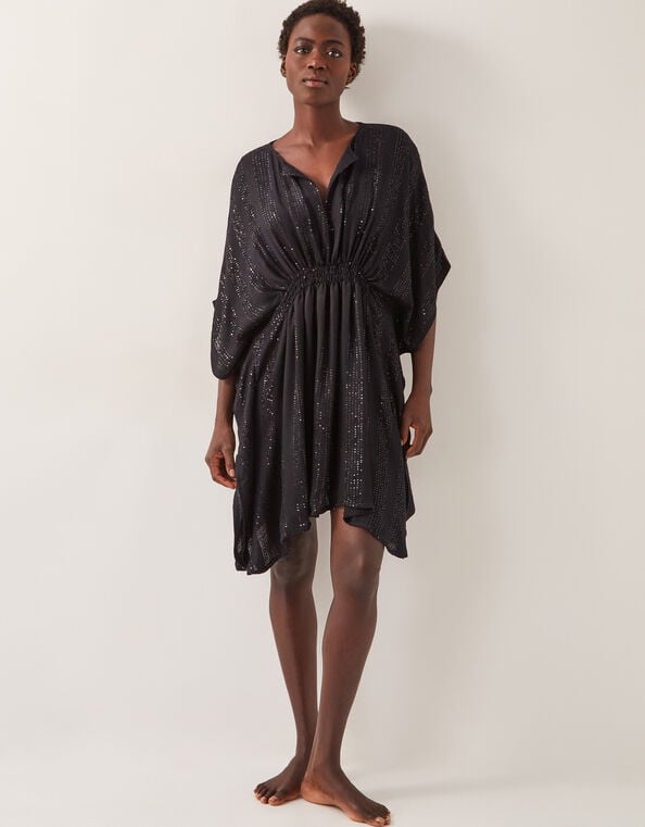 Sana Sequin Embellished Kaftan, Black (BLACK), large