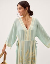 Tashie Sun Print Midi Beach Dress, Blue (AQUA), large