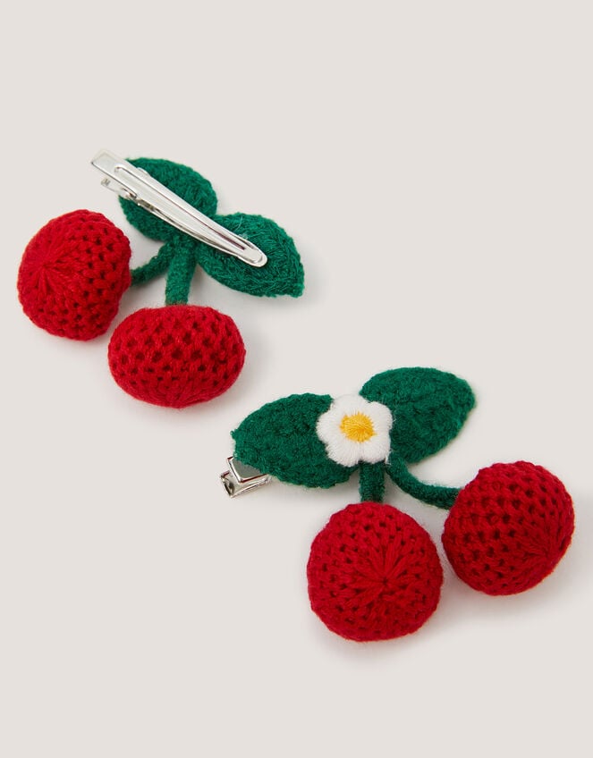 2-Pack Crochet Cherry Hair Clips, , large