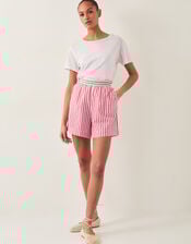 Liv High-Waisted Stripe Shorts, Red (RED), large