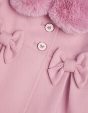 Baby Faux Fur Bow Coat, Pink (PINK), large