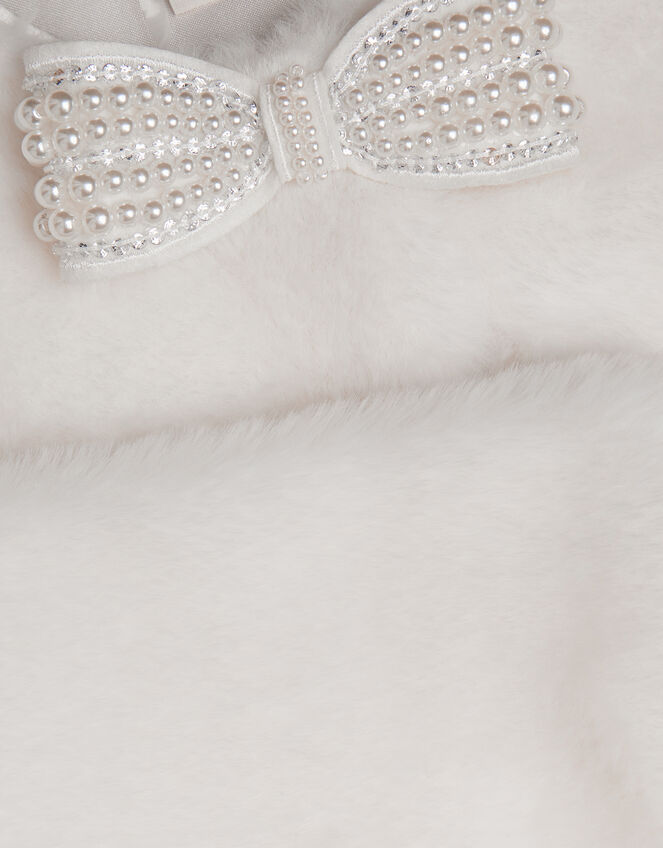 Lara Bow Faux Fur Cardigan, Ivory (IVORY), large
