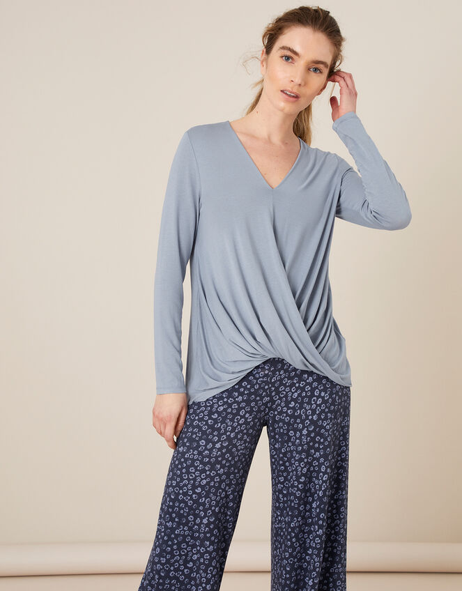 LOUNGE Wendy Jersey Wrap Top, Blue (BLUE), large