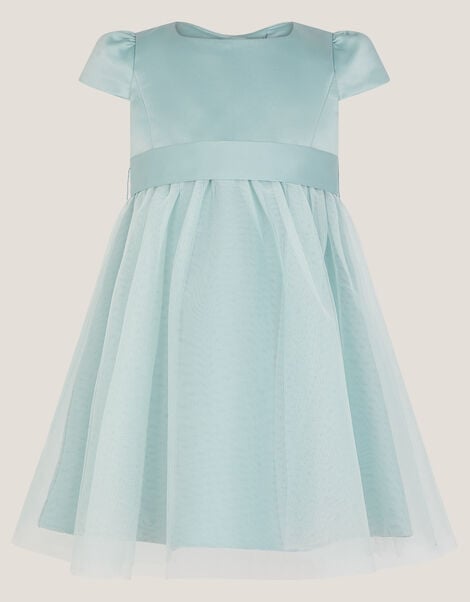 Baby Satin Bridesmaid Dress, Green (SAGE), large