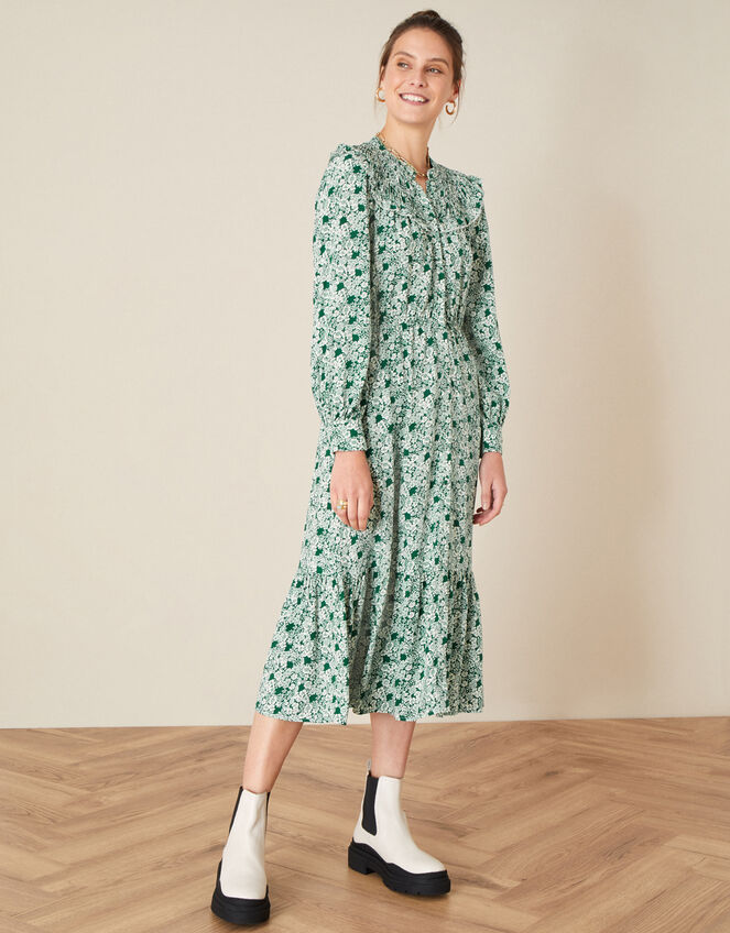 Frida Floral Print Dress, Green (GREEN), large