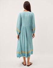 Millie Long Sleeve Print Midi Dress, Blue (PALE BLUE), large