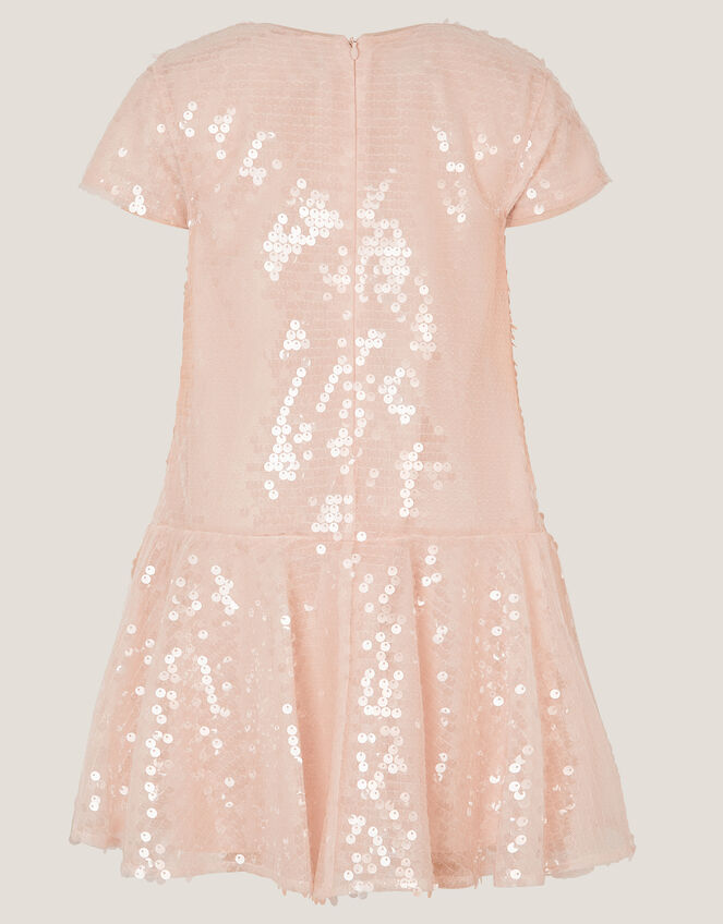 Sequin Drop Waist Dress, Pink (PALE PINK), large