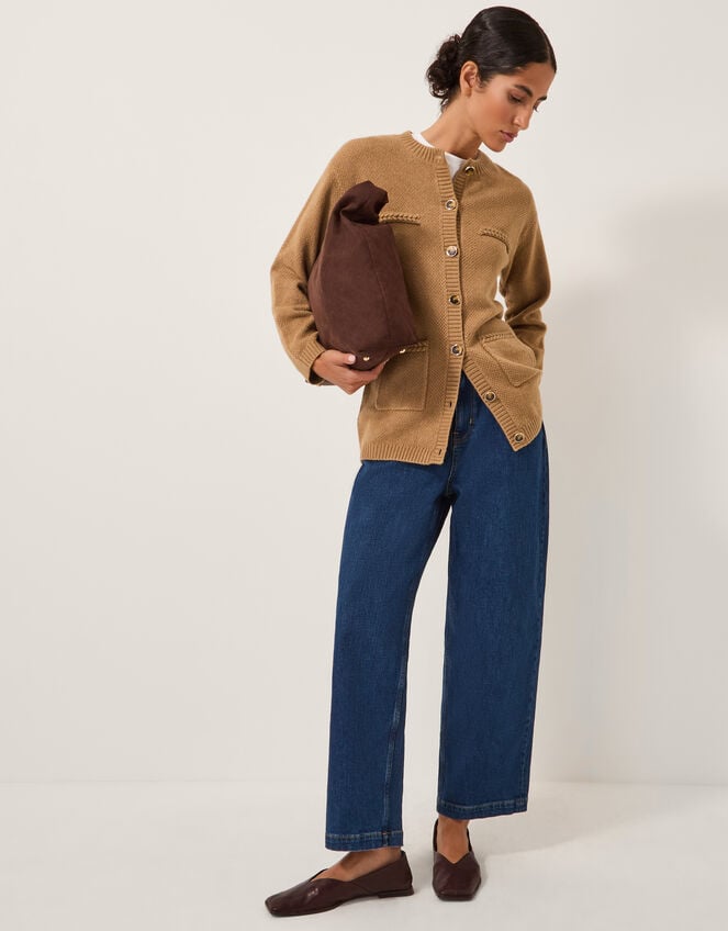 Bella Braid Pocket Cardigan, Camel (CAMEL), large