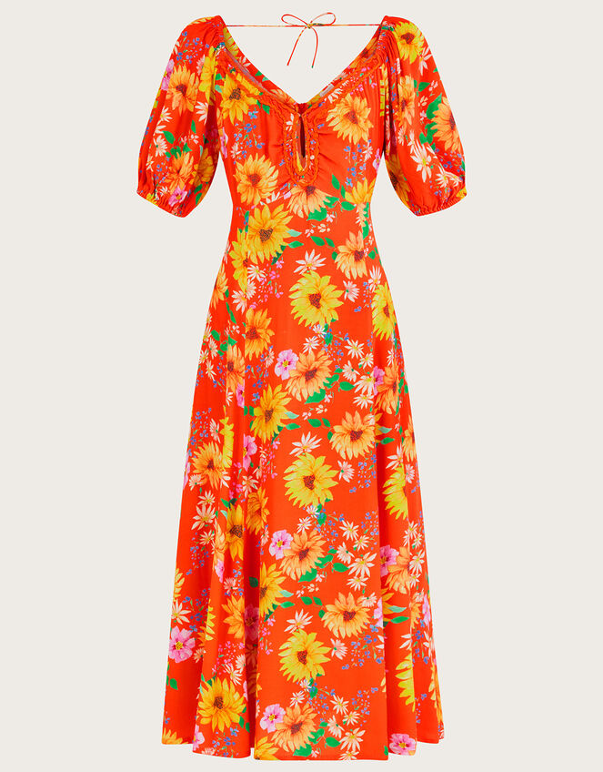 Manuela Sunflower Dress in Sustainable Viscose, Orange (ORANGE), large