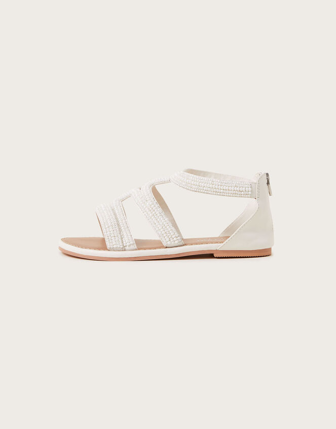 Beaded Sandals, White (WHITE), large