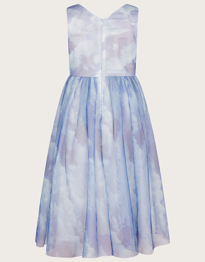 Cloud Print Glitter Maxi Dress, Blue (BLUE), large