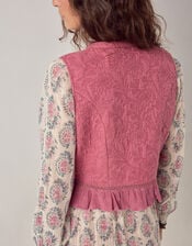 Maison Hotel Mia Floral Quilted Waistcoat, Pink (PINK), large