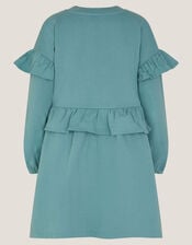 Floral Appliqué Sweatshirt Dress, Green (GREEN), large