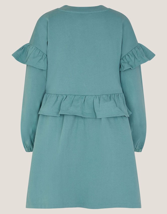 Floral Appliqué Sweatshirt Dress, Green (GREEN), large