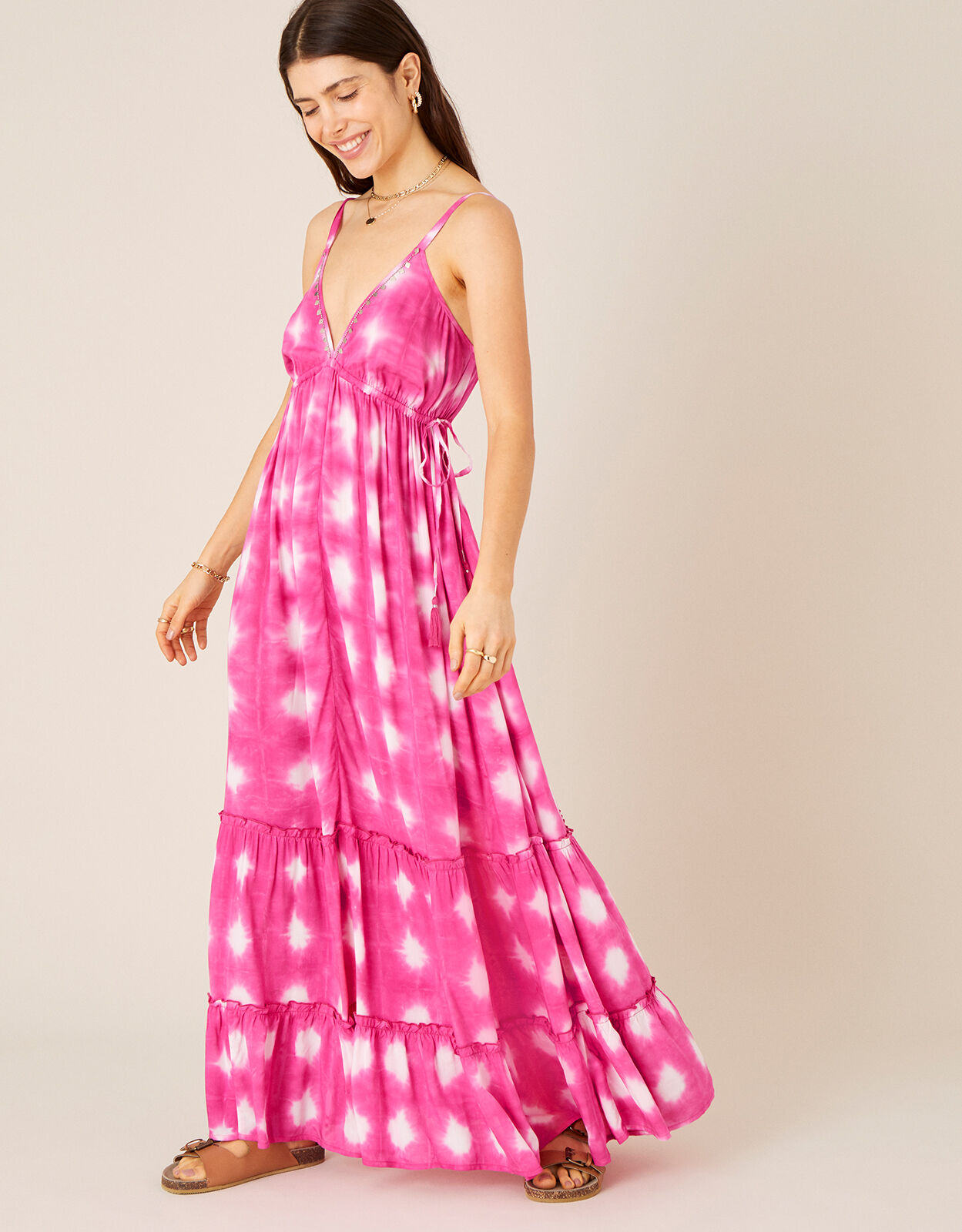 Monsoon pink maxi dress clearance