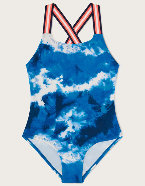 Marble Swimsuit in Recycled Polyester, Blue (NAVY), large