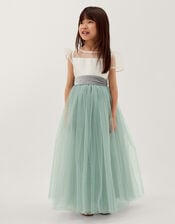 Velvet Bow Bridesmaid Dress, Green (SAGE), large