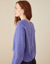 Sofia Stitch Button Back Jumper, Blue (BLUE), large