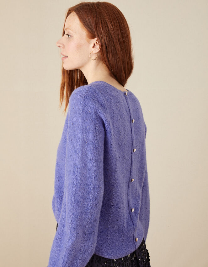 Sofia Stitch Button Back Jumper, Blue (BLUE), large