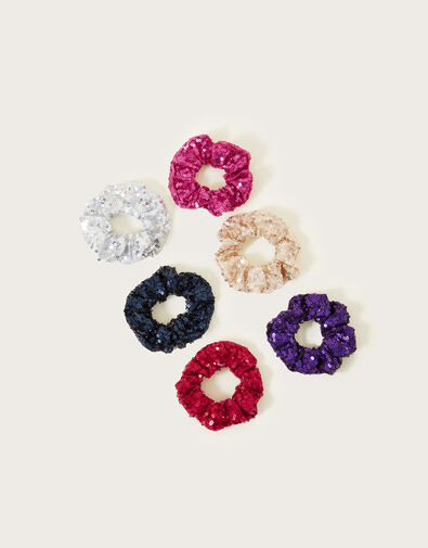 Sequin Scrunchies 6 Pack, , large