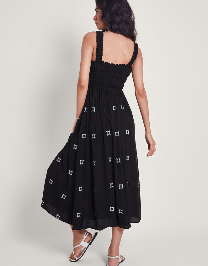 Briar Shirred Maxi Dress, Black (BLACK), large