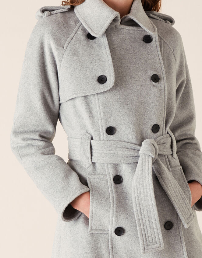 Trench Coat in Wool Blend Grey