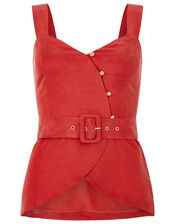 Cherry Plain Button Top, Orange (RUST), large