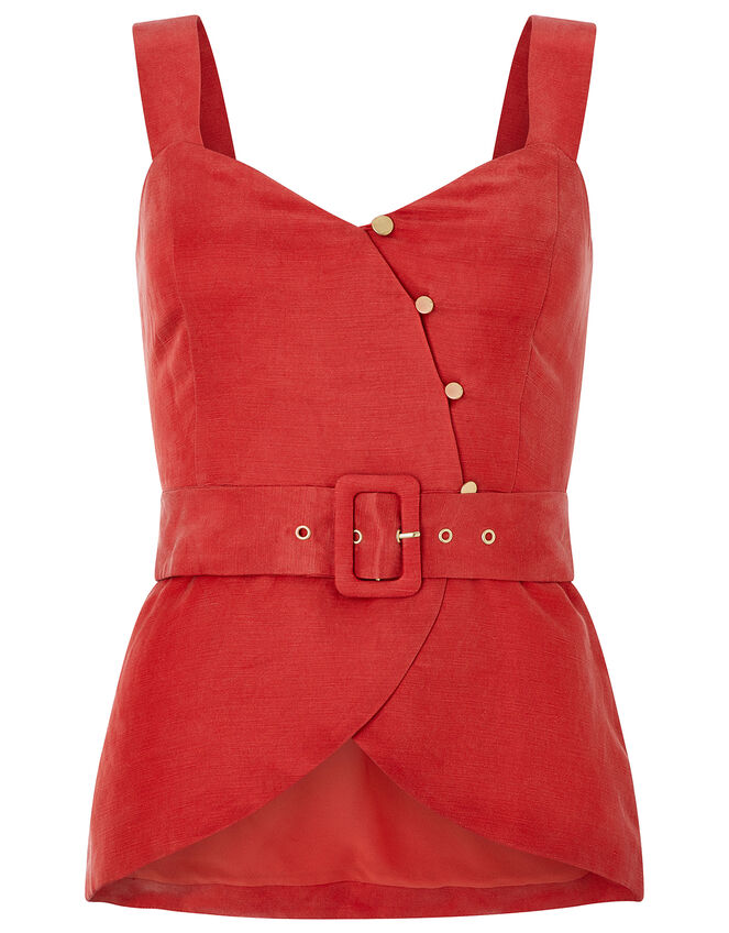 Cherry Plain Button Top, Orange (RUST), large