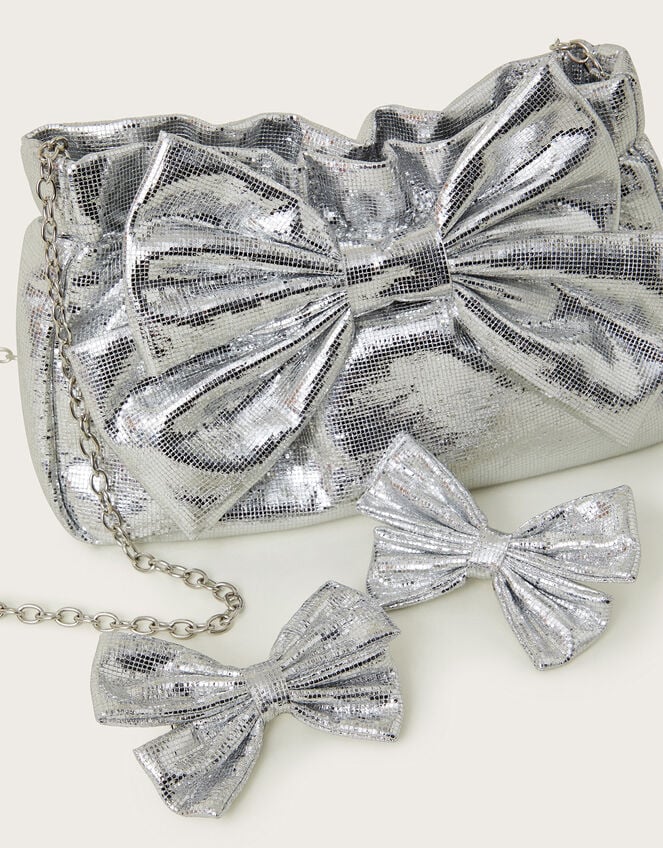 Mirror Metallic Bow Bag, , large