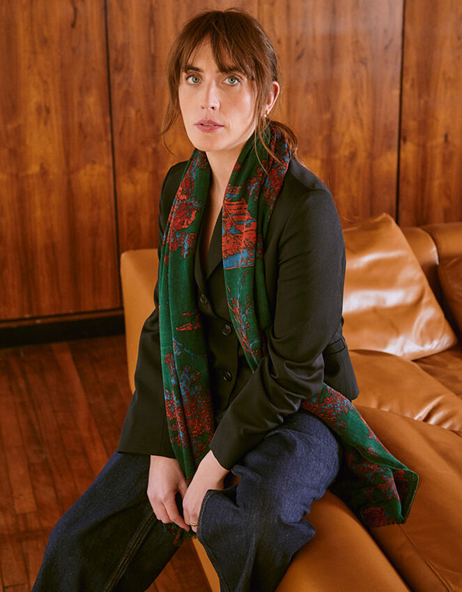 One Hundred Stars Pagoda Forest Wool Scarf, , large
