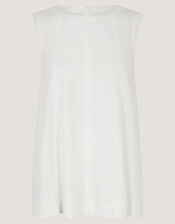 Sammy Swing Linen Blend Tank Top, White (WHITE), large