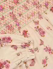 Butterfly Floral Smocked Blouse, Ivory (IVORY), large