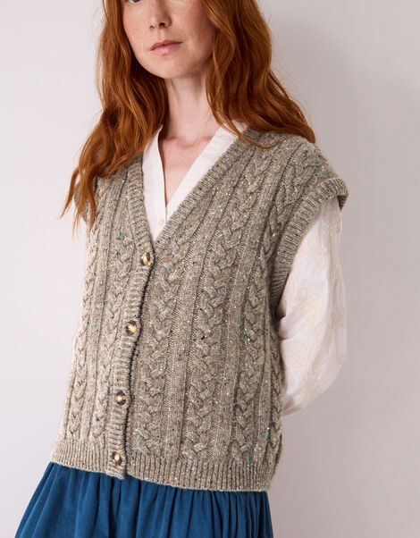 East Keya Donegal Knit Cable Tank , Natural (NATURAL), large