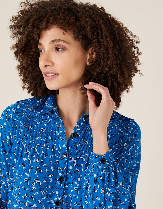 Suki Printed Shirt Dress with Organic Cotton Blue | Day Dresses ...