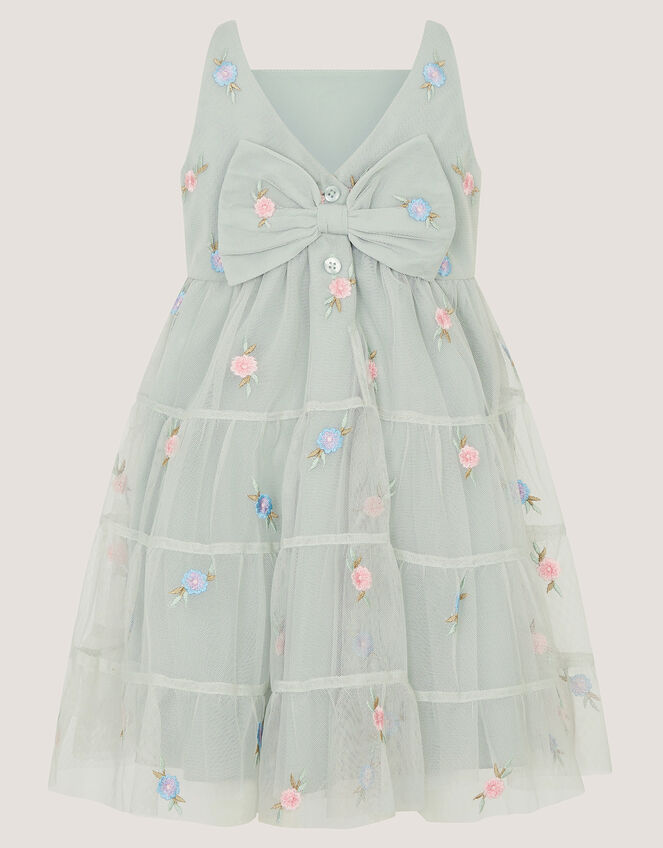 Baby Luna Floral Embroidered Mesh Dress, Green (SAGE), large