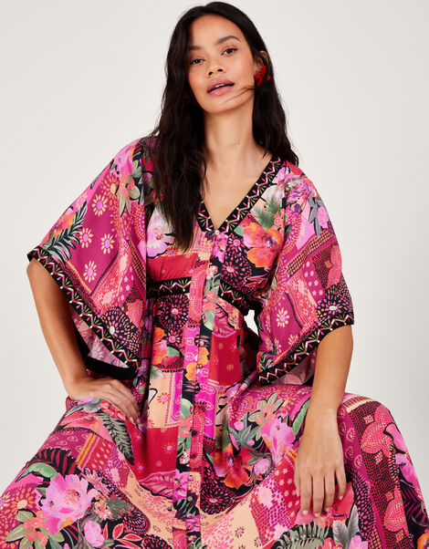 Anastasia Kimono Dress in Sustainable Viscose, Pink (PINK), large