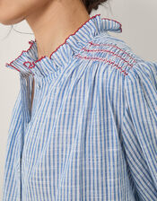 Maeve Ruffle Stripe Shirt, Blue (BLUE), large