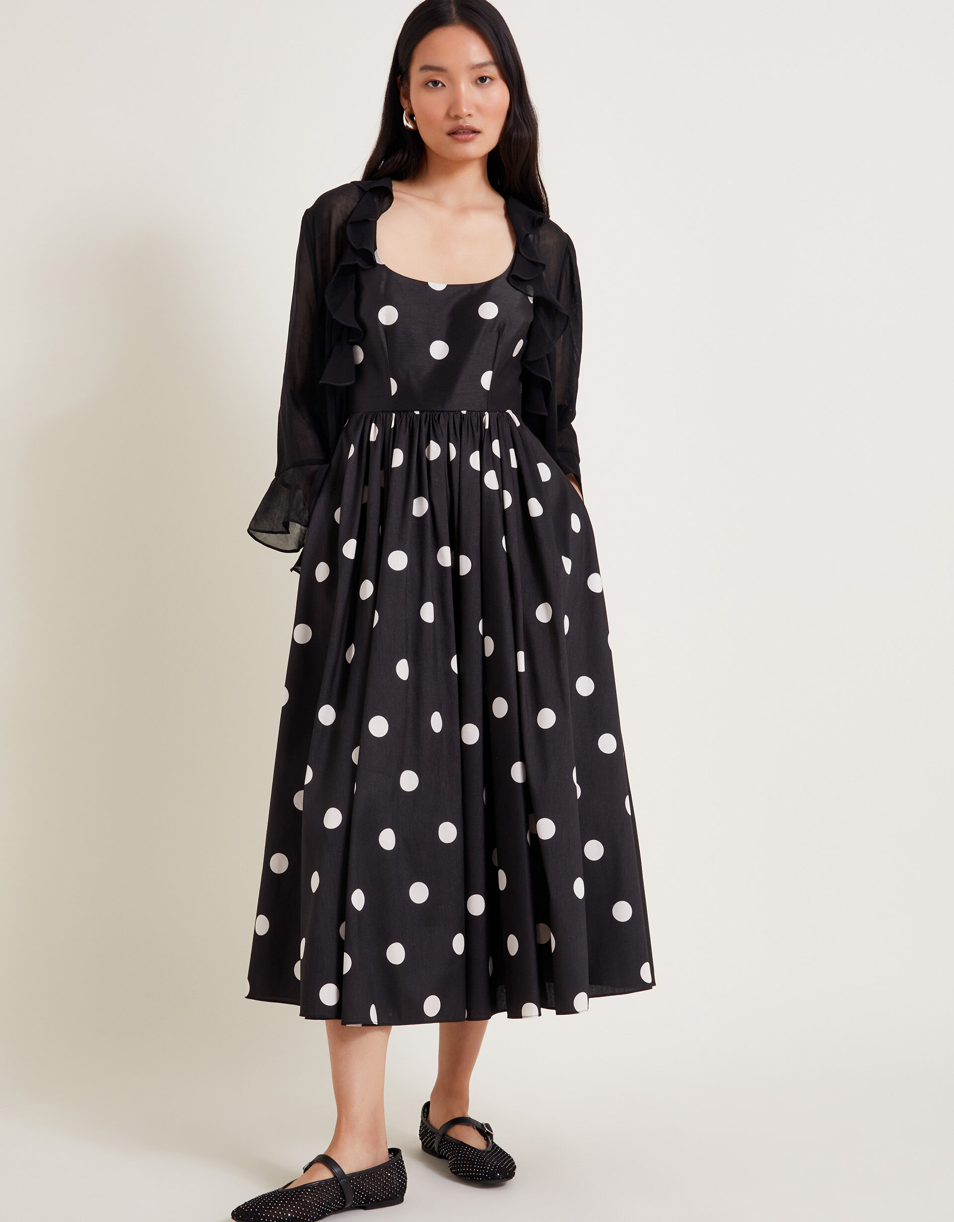Sicily Spot Print Dress Black
