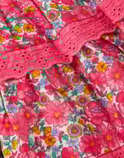 Floral Print Tiered Skirt, Pink (PINK), large