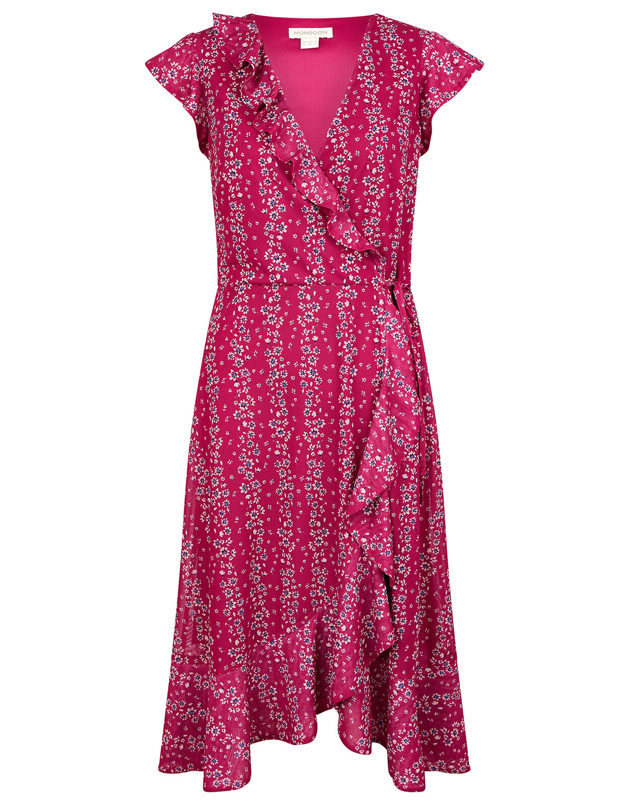 floral frill midi dress