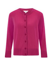 East Ember Cashmere Crew Neck Cardigan, Pink (PINK), large