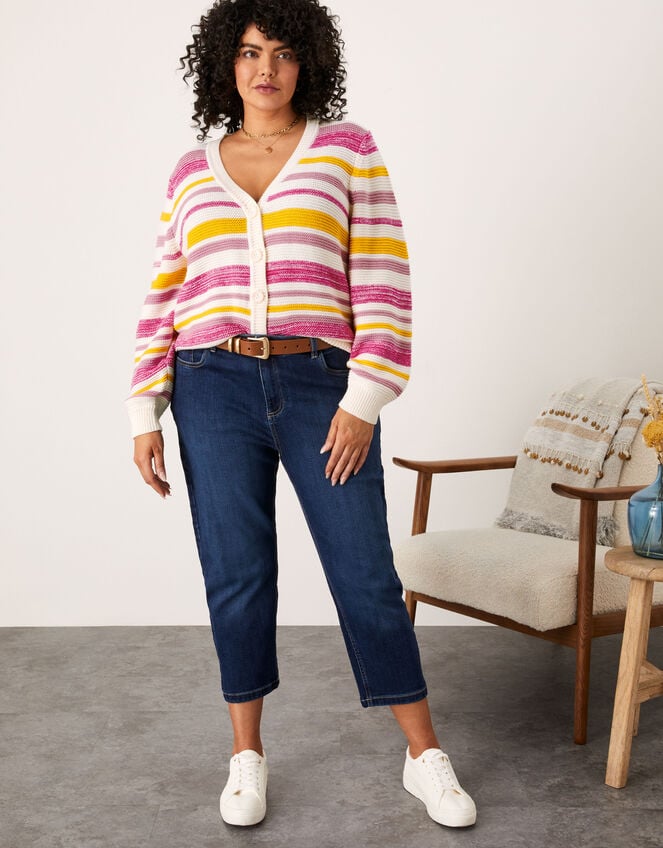 Coloured Stripe Textured Cardigan, Multi (MULTI), large